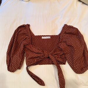 Faithfull the Brand Brown Puff Sleeve Blouse